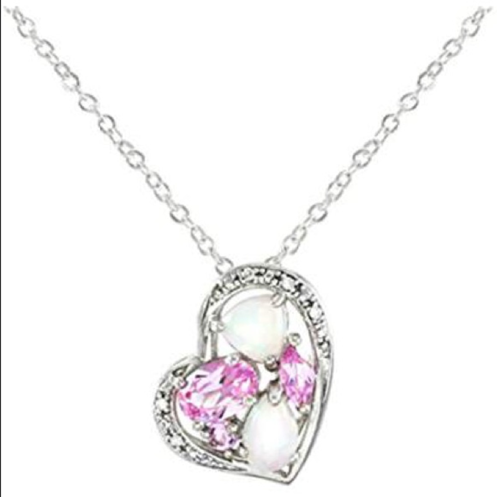 Glamouresq Sterling Silver Pink Sapphire/Opal Ring